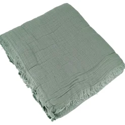 Dessus de lit 180x250 cm BREHAT 100% gaze de coton vert lichen>Linnea Clearance