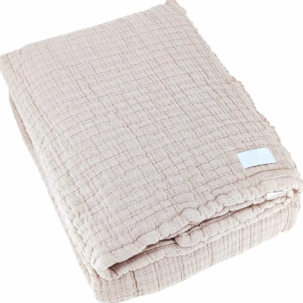 Dessus de lit 180x250 cm en coton lavé SEVILLE blanc latte>Linnea Sale