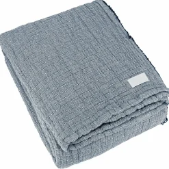 Linnea Dessus de lit 230x250 cm en coton lavé SEVILLE bleu abysse* Boutis, Couvre-Lit, Édredon