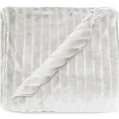 Dessus de lit 260x230 cm HERMINE fausse fourrure blanc Neige>Linnea Outlet