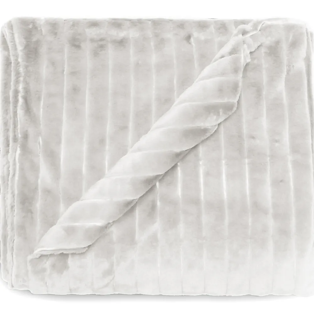 Dessus de lit 260x230 cm HERMINE fausse fourrure blanc Neige>Linnea Outlet