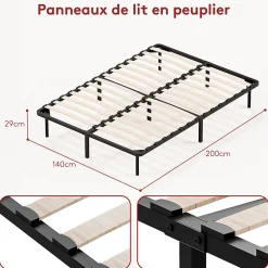 Teeno Dewinner Sommier à Lattes sur Pieds, Lit 2x13 Lattes, 7 Pieds Inclus, 140x200CM* Sommier