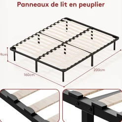 Teeno Dewinner Sommier à Lattes sur Pieds,Lit 2x14 Lattes,7 Pieds Inclus,160x200 CM* Sommier