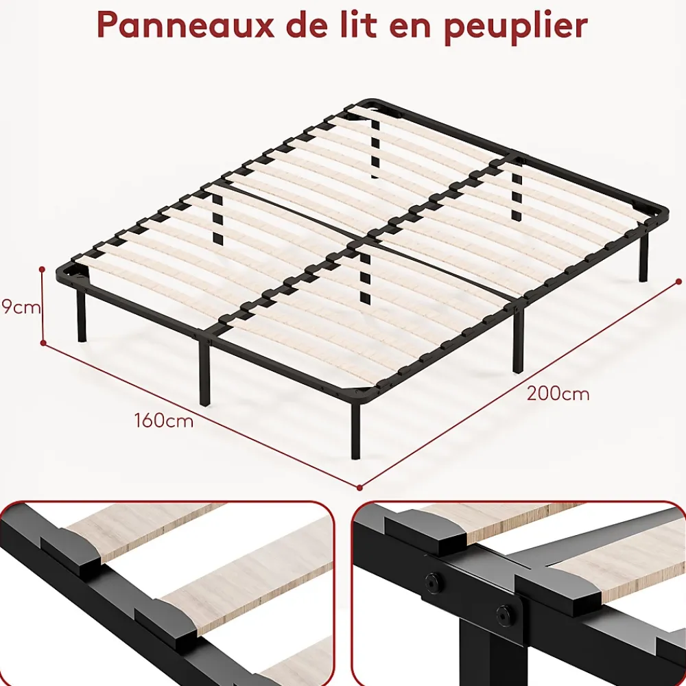 Teeno Dewinner Sommier à Lattes sur Pieds,Lit 2x14 Lattes,7 Pieds Inclus,160x200 CM* Sommier