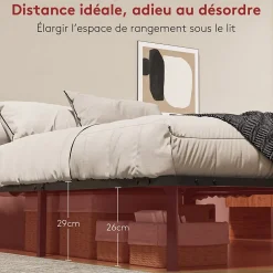 Teeno Dewinner Sommier à Lattes sur Pieds,Lit 2x14 Lattes,7 Pieds Inclus,160x200 CM* Sommier