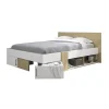 Lit adulte avec tiroirs de rangement - Chene et blanc - 140 x 190 - SWIVEL>Diagone