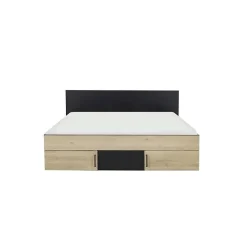 Diagone Lit adulte avec tiroirs de rangement - Chataignier et noir - 160 x 200 - SWIVEL* Lit Double