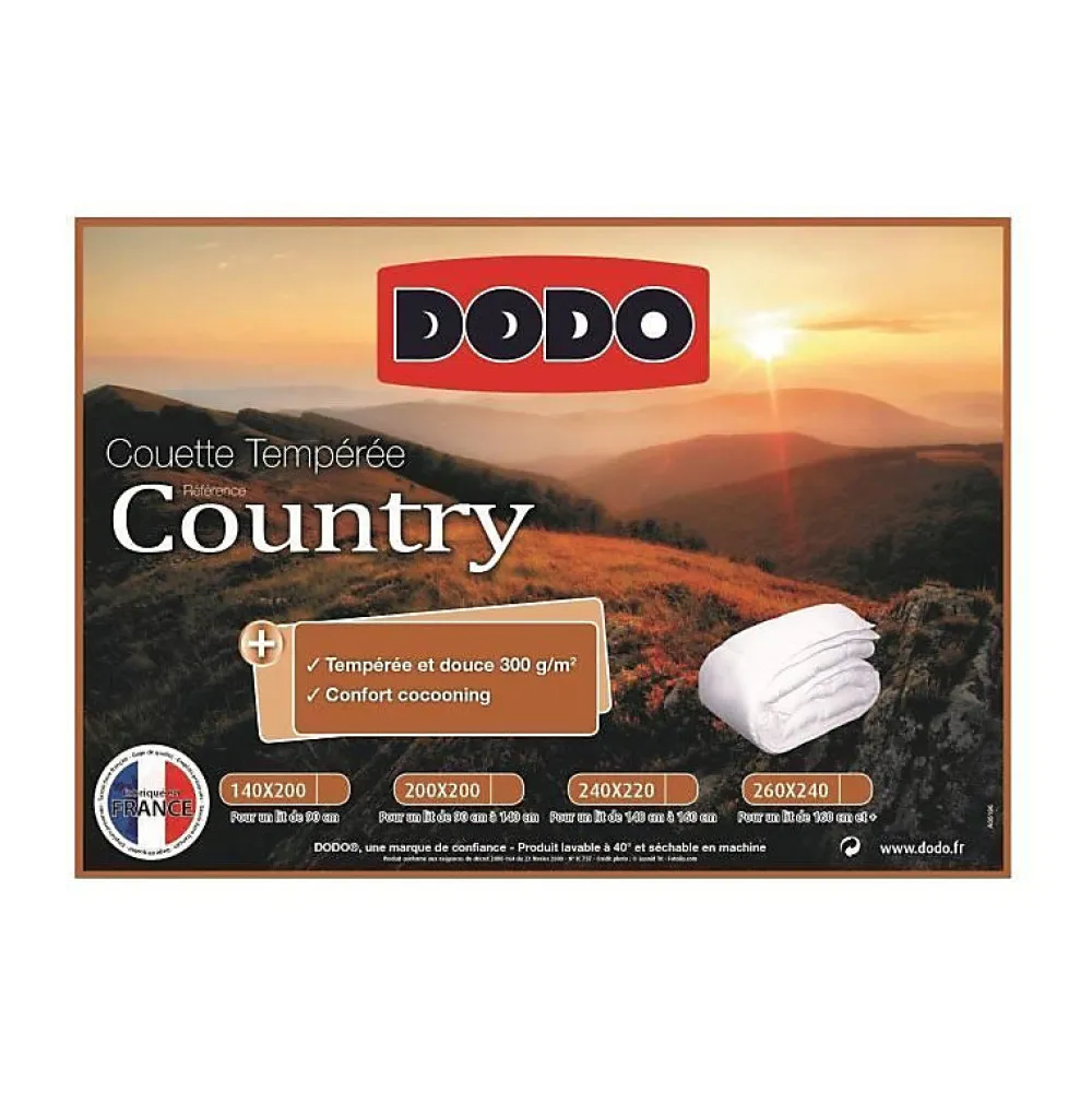 Dodo Couette tempérée Country - 240 x 260 cm - Blanc* Couette