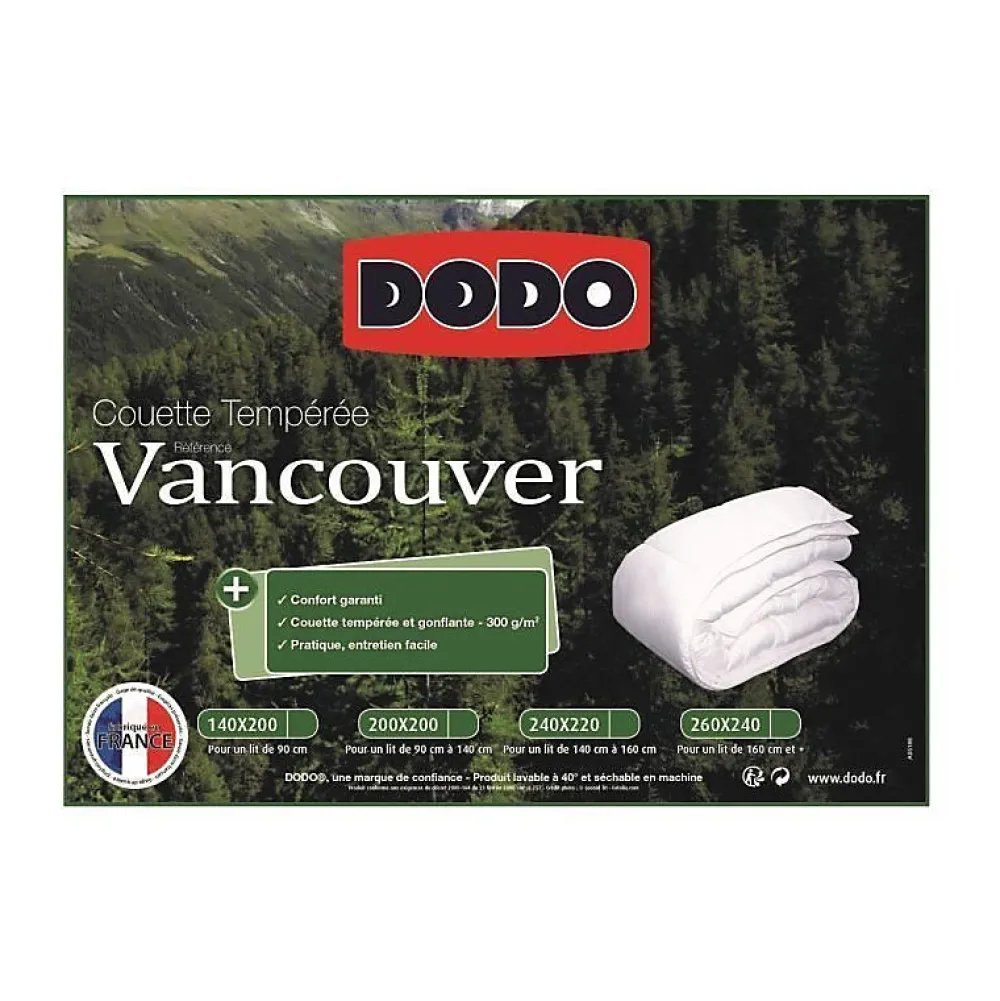 Dodo Couette tempérée Vancouver - 220 x 240 cm - Blanc* Couette