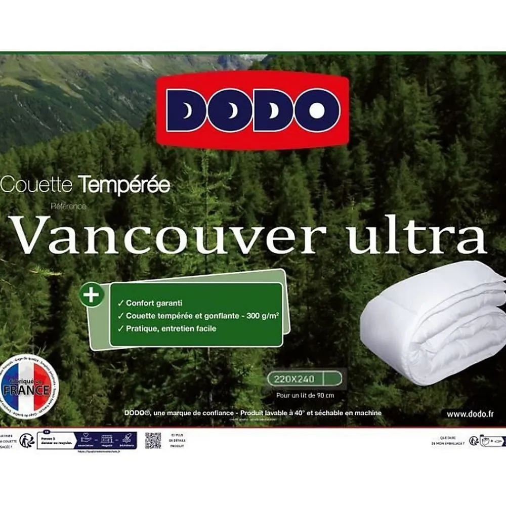 Dodo Couette tempérée Vancouver - 220 x 240 cm - Blanc* Couette