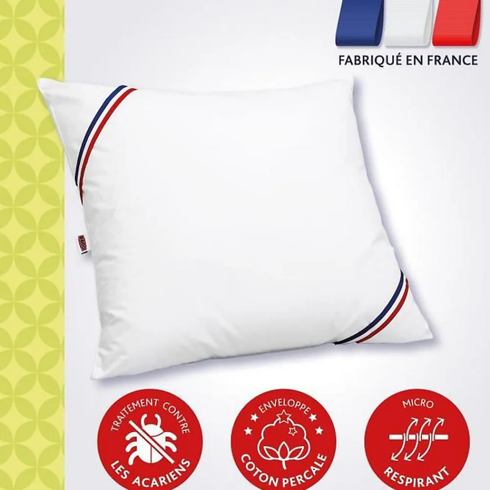 Oreiller Duvet Oie MORZINE Anti-Acariens 65x65cm blanc>Dodo Discount