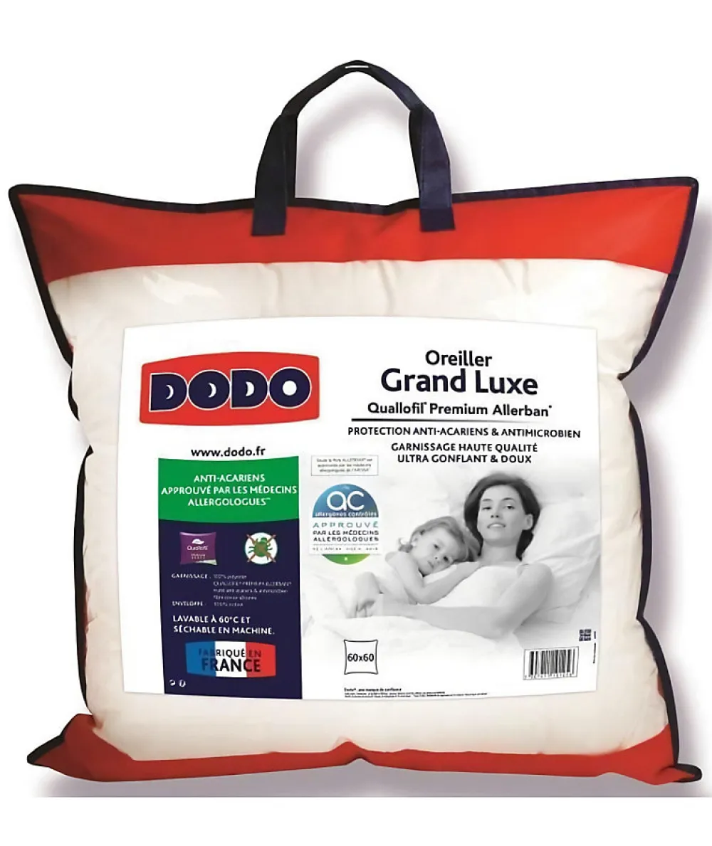 Oreiller Grand luxe Quallofil Allerban - 60 x 60 cm - Blanc>Dodo Clearance
