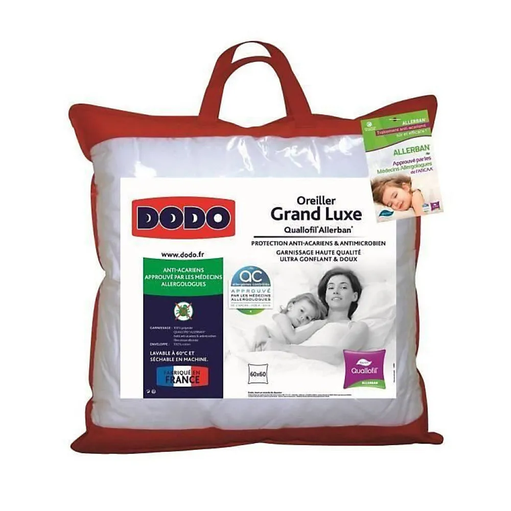 Oreiller Grand luxe Quallofil Allerban - 60 x 60 cm - Blanc>Dodo Clearance