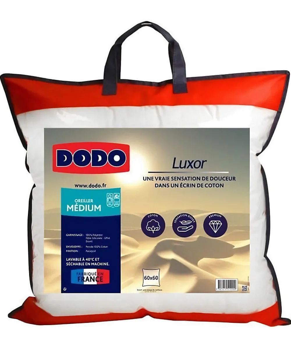 Oreiller LUXOR 60x60 cm - 100% Coton - Effet Duvet>Dodo Hot