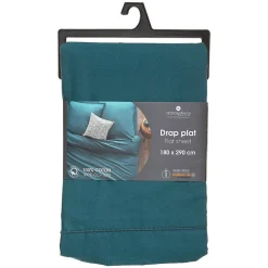Drap en coton - bleu canard - 180x290 cm - Atmosphera><noscript><img width=