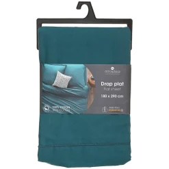 Drap en coton - bleu canard - 180x290 cm - Atmosphera><noscript><img width=