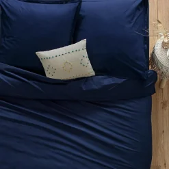 Drap en coton - bleu encre - 180x290 cm - Atmosphera>Atmosphera Créateur D'Intérieur Outlet