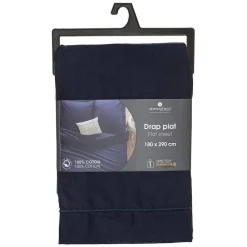 Drap en coton - bleu encre - 180x290 cm - Atmosphera><noscript><img width=