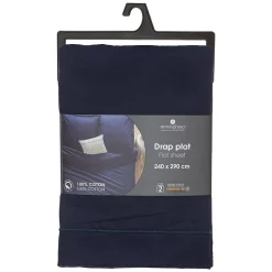 Atmosphera Créateur D'Intérieur Drap en coton - bleu encre 240x290 cm - Atmosphera* Drap Plat