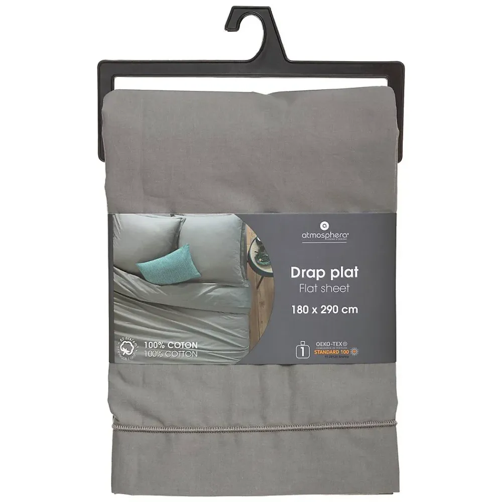 Atmosphera Créateur D'Intérieur Drap en coton - gris - 180x290 cm - Atmosphera* Drap Plat