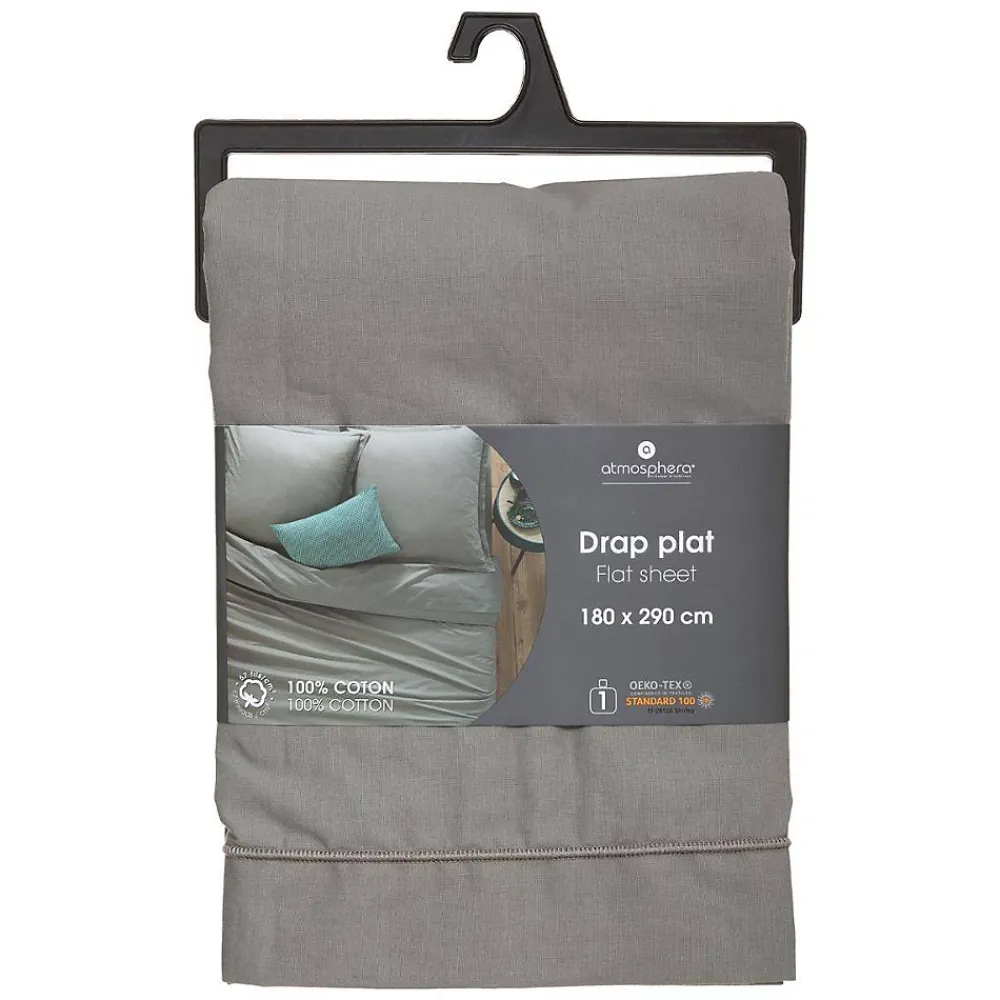 Atmosphera Créateur D'Intérieur Drap en coton - gris - 180x290 cm - Atmosphera* Drap Plat