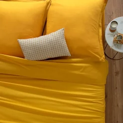 Drap en coton - jaune moutarde 240x290 cm - Atmosphera>Atmosphera Créateur D'Intérieur Outlet