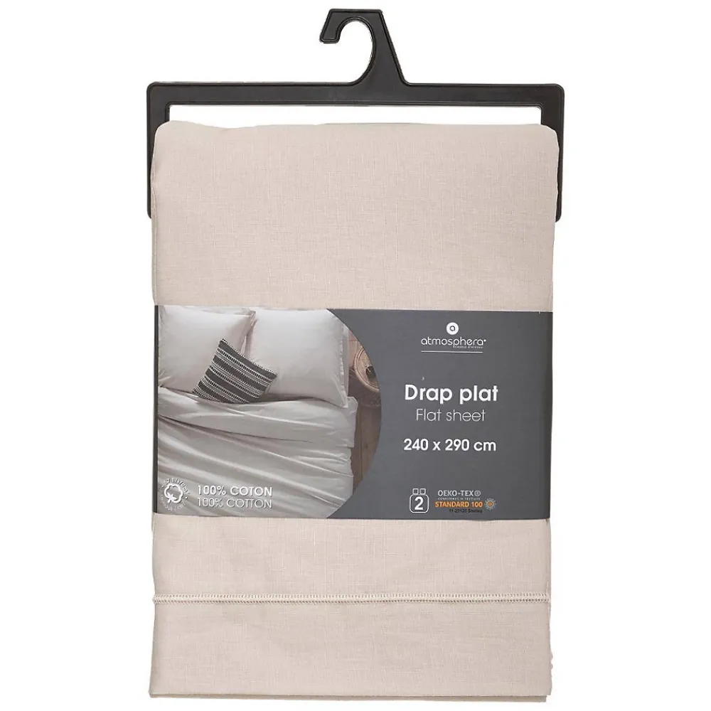 Atmosphera Créateur D'Intérieur Drap en coton - lin 240x290 cm - Atmosphera* Drap Plat