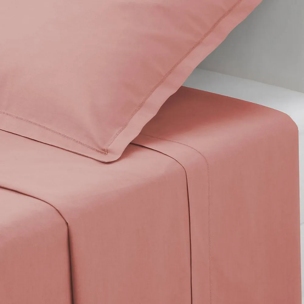 Drap en coton - rose blush - 180x290 cm - Atmosphera>Atmosphera Créateur D'Intérieur Discount