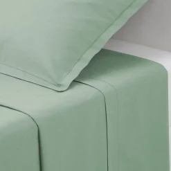 Drap en coton - vert céladon - 180x290 cm - Atmosphera>Atmosphera Créateur D'Intérieur Discount