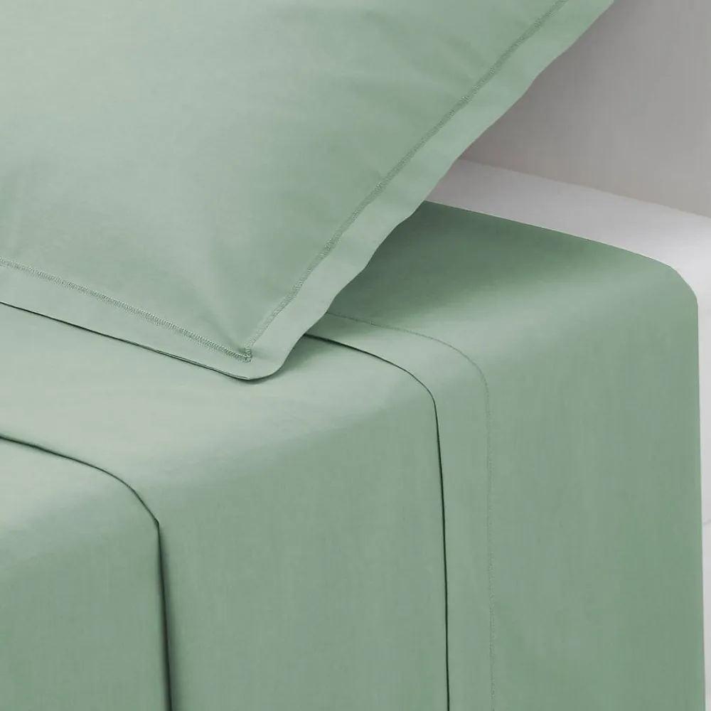 Drap en coton - vert céladon - 180x290 cm - Atmosphera>Atmosphera Créateur D'Intérieur Discount