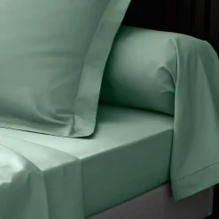 Douceur D'Intérieur DRAP HOUSSE 2 PERSONNES PERCALE UNI 78 FILS PERCALINE TILLEUL - 160x200cm - Vert tilleul* Drap Housse|Drap Housse