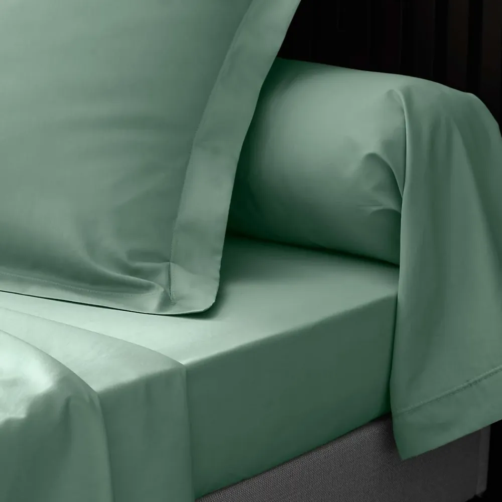 Douceur D'Intérieur DRAP HOUSSE 2 PERSONNES PERCALE UNI 78 FILS PERCALINE TILLEUL - 160x200cm - Vert tilleul* Drap Housse|Drap Housse