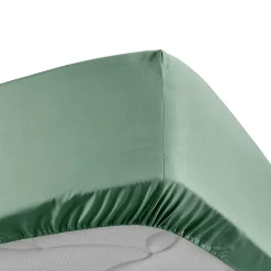 Douceur D'Intérieur DRAP HOUSSE 2 PERSONNES PERCALE UNI 78 FILS PERCALINE TILLEUL - 160x200cm - Vert tilleul* Drap Housse|Drap Housse