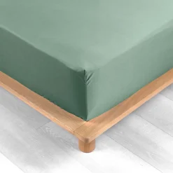 Douceur D'Intérieur DRAP HOUSSE 2 PERSONNES PERCALE UNI 78 FILS PERCALINE TILLEUL - 160x200cm - Vert tilleul* Drap Housse|Drap Housse