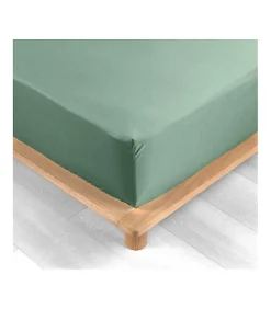 Douceur D'Intérieur DRAP HOUSSE 2 PERSONNES PERCALE UNI 78 FILS PERCALINE TILLEUL - 160x200cm - Vert tilleul* Drap Housse|Drap Housse