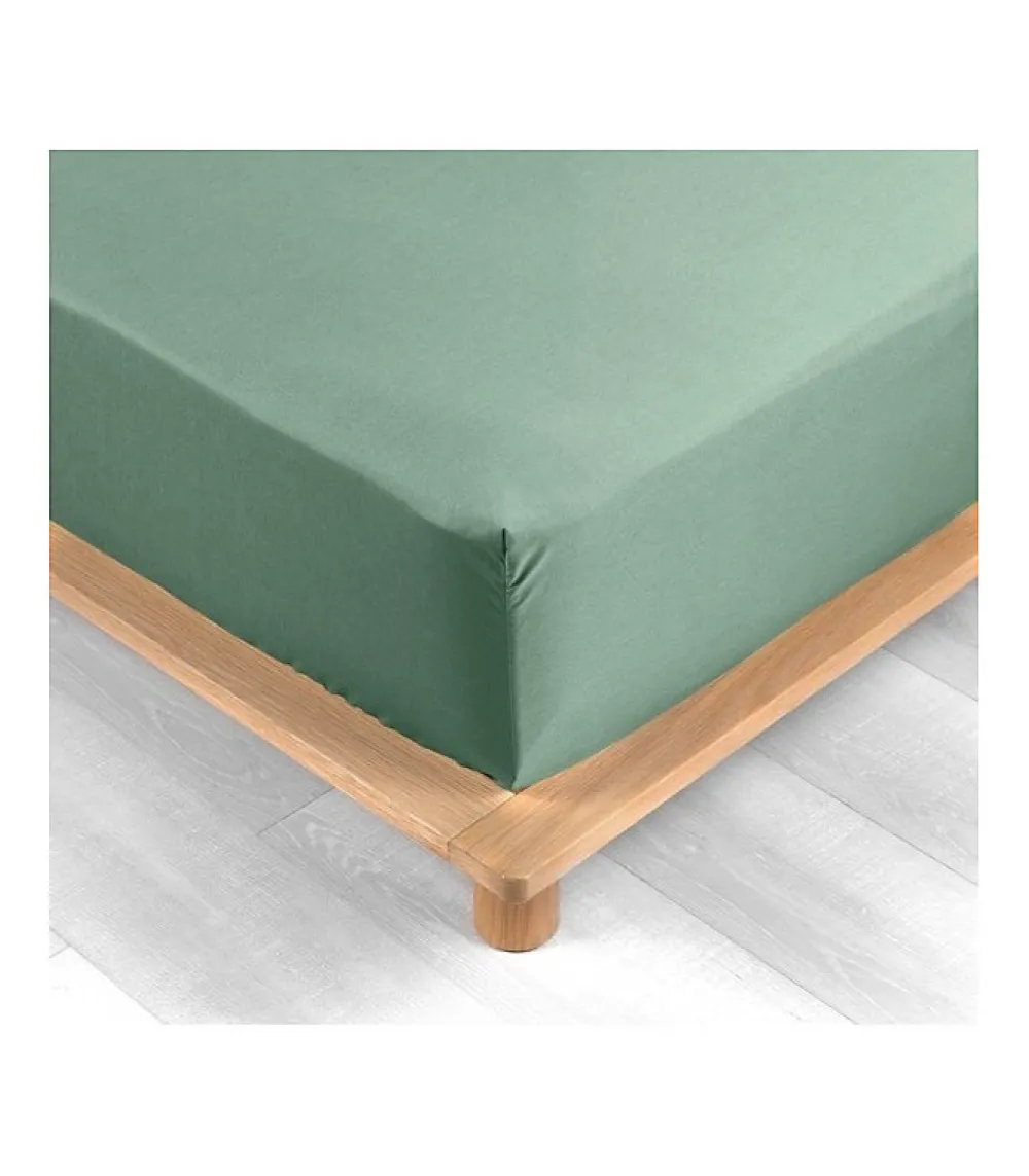 Douceur D'Intérieur DRAP HOUSSE 2 PERSONNES PERCALE UNI 78 FILS PERCALINE TILLEUL - 160x200cm - Vert tilleul* Drap Housse|Drap Housse