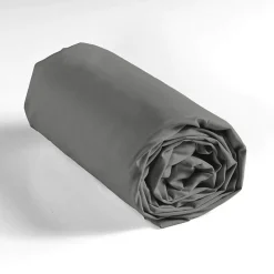 DRAP HOUSSE 2 PERSONNES UNI 57 FILS LINA GRIS SOURIS - 140x190cm - Gris><noscript><img width=