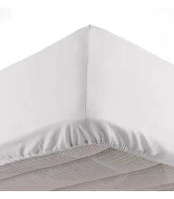 DRAP HOUSSE 2 PERSONNES UNI 57 FILS LINA BLANCHE - 140x190cm - Blanc>Douceur D'Intérieur Clearance