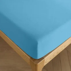 Coton Pur Drap housse 200 x 200 cm bonnet 30 cm "Prémium" pour lit 2 places King Size - Prémium Cyan* Drap Housse|Drap Housse