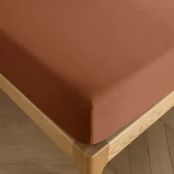Coton Pur Drap housse 180 x 200 cm bonnet 30 cm "Prémium" pour lit 2 places King Size - Prémium Paprika* Drap Housse|Drap Housse