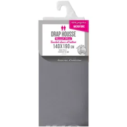 Drap housse 140 x 190 cm bonnet 30 cm Mmicrofibre Oscar Anthracite>Douceur D'Intérieur Outlet