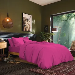 Coton Pur Drap housse 180 x 200 cm bonnet 30 cm "Prémium" pour lit 2 places King Size - Prémium Magenta* Drap Housse|Drap Housse