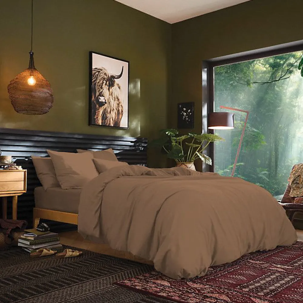 Coton Pur Drap housse 180 x 200 cm bonnet 30 cm "Prémium" pour lit 2 places King Size - Prémium Taupe* Drap Housse|Drap Housse