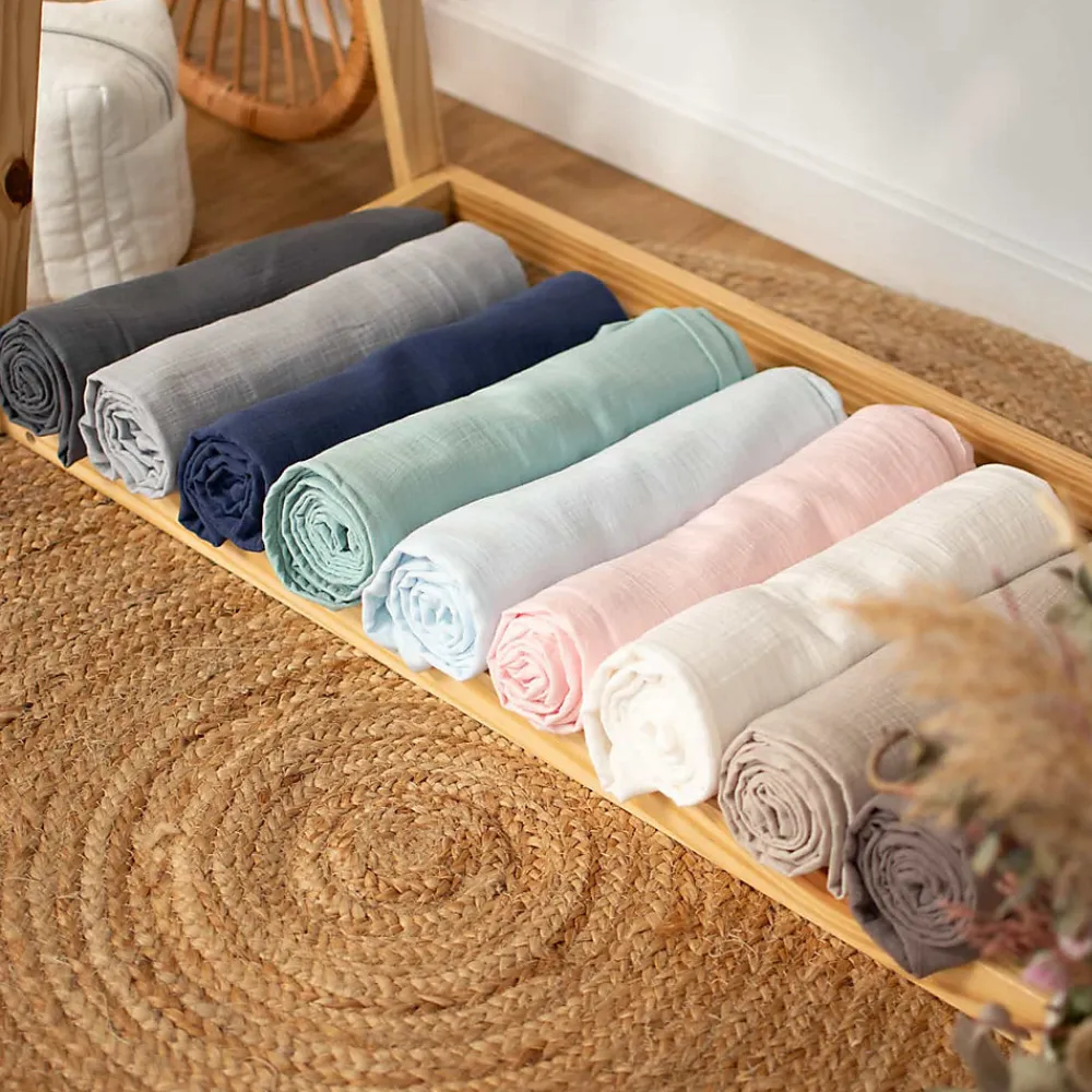Drap housse berceau en gaze de coton à carreaux>Sevira Kids Clearance