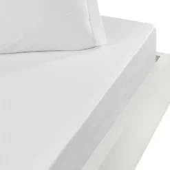 Drap housse bonnet 40 cm en percale coton PLUSBlanc 180x200 cm SOFT PERCALE>Sensei Maison Outlet