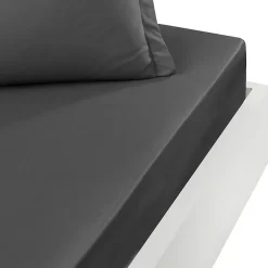 Drap housse bonnet 40 cm en percale coton PLUSAnthracite 200x200 cm SOFT PERCALE>Sensei Maison Discount