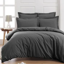 Drap housse bonnet 40 cm en percale coton PLUSAnthracite 200x200 cm SOFT PERCALE>Sensei Maison Discount