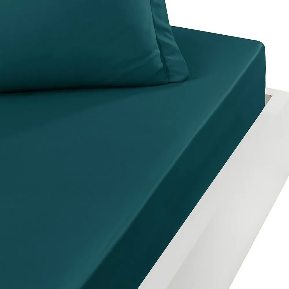 Drap housse bonnet 40 cm en percale coton PLUSPetrol 160x200 cm SOFT PERCALE>Sensei Maison Clearance