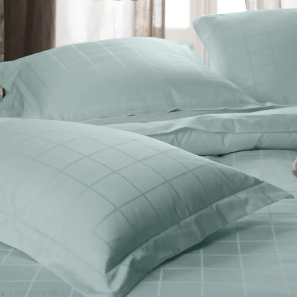 Linnea Drap housse CONCERTO satin de coton 140x200 cm bonnet 35 cm uni vert Lichen* Drap Housse|Drap Housse