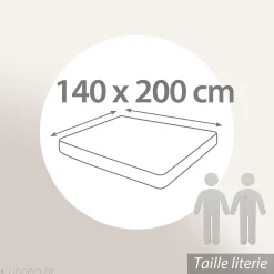 Linnea Drap housse CONCERTO satin de coton 140x200 cm bonnet 35 cm uni vert Lichen* Drap Housse|Drap Housse